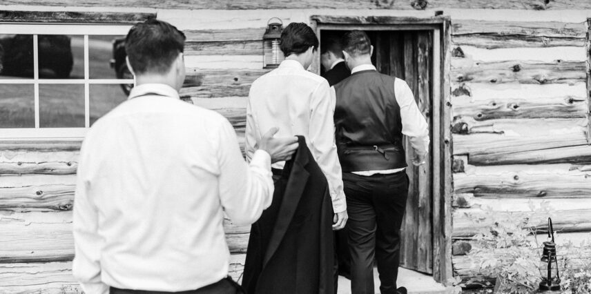 Groomsmen entering Temple's Grooms Cabin