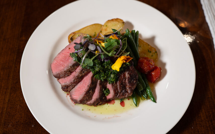Temple's wedding menu beef dish with vegetables