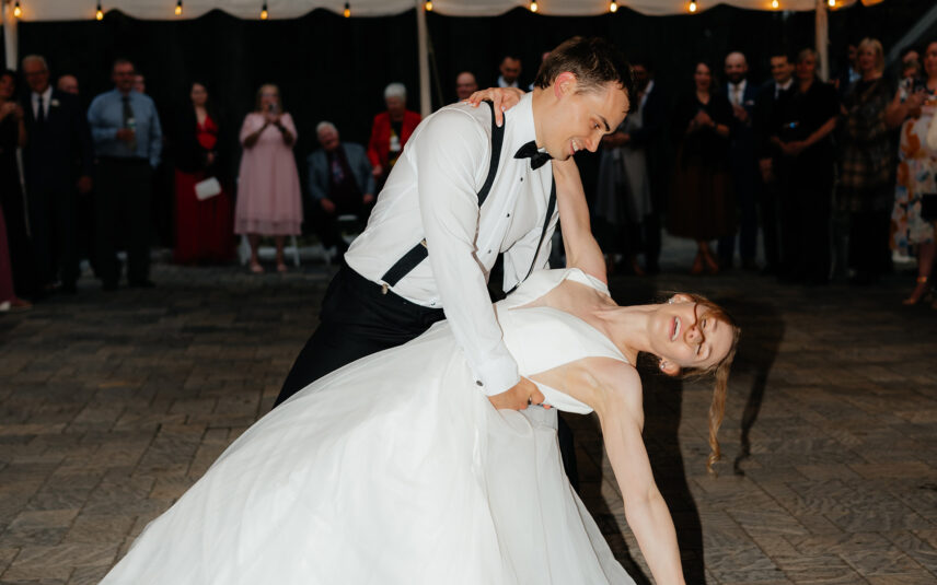 bride and groom first dance at Temple's Weddings and Events